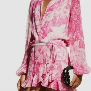 New Rococo Sand Lurex Floral Dress. Pink. XS.